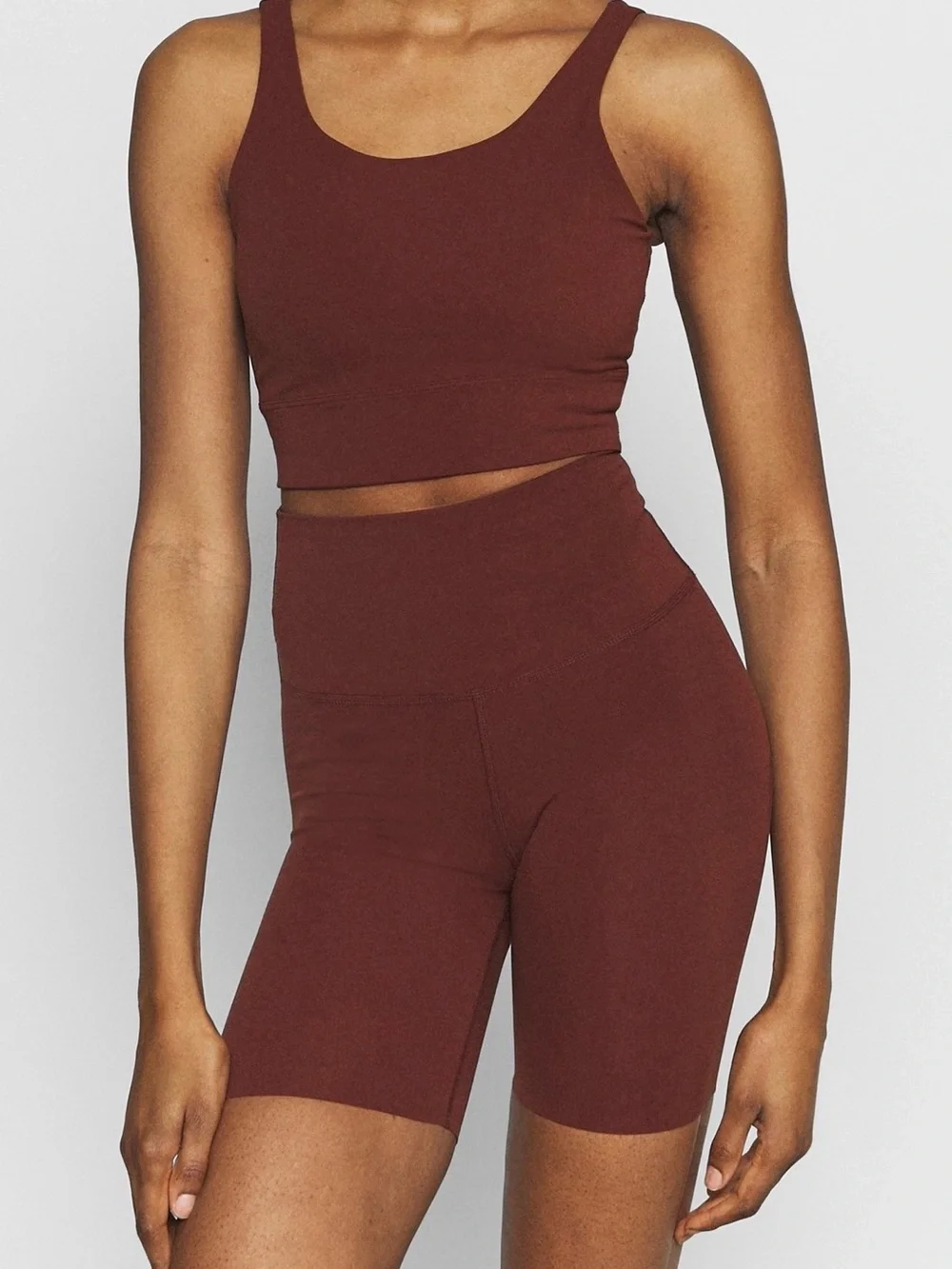 Nike Yoga Luxe Top & Short in Russet Red